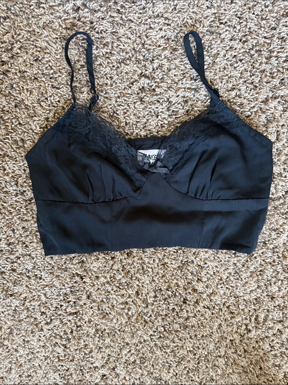 Princess Polly Black Lace-Trim Crop Bralette